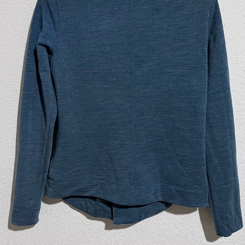 SmartWool Blue Merino Wool Front Zip Convertible Magnetic Collar Jacket Small - Picture 11 of 15